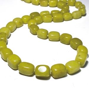 New AIL 925 Sterling Genuine Olive Quartzite Gemstone Long Necklace